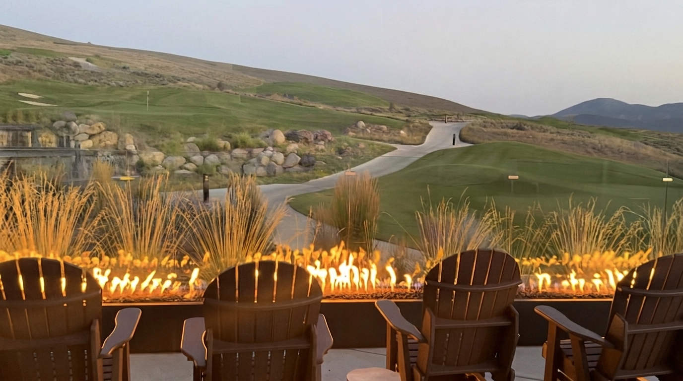 Fire pit overlooking the golf course in Park City